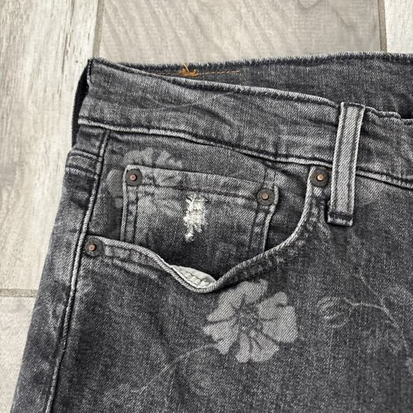 Levi’s Pride Collection Gray Floral Embroidered Big E Jeans Skinny Leg Sz 32/30 - Picture 5 of 10